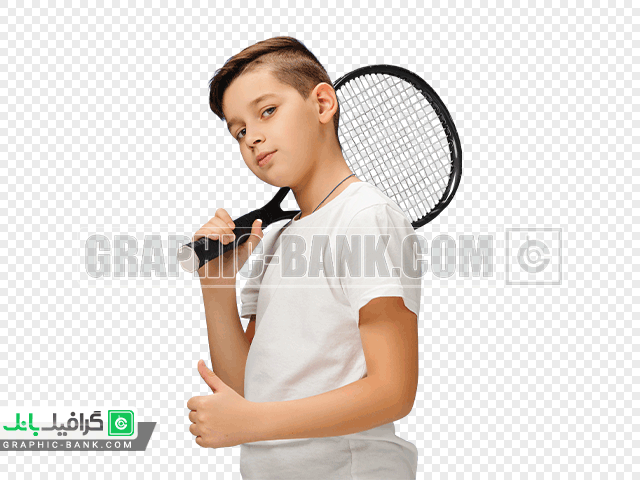 تصویر بچه با راکت تنیس png